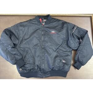 Vintage Y2K Ford Racing Black Bomber Heavy Warm Jacket Size XL